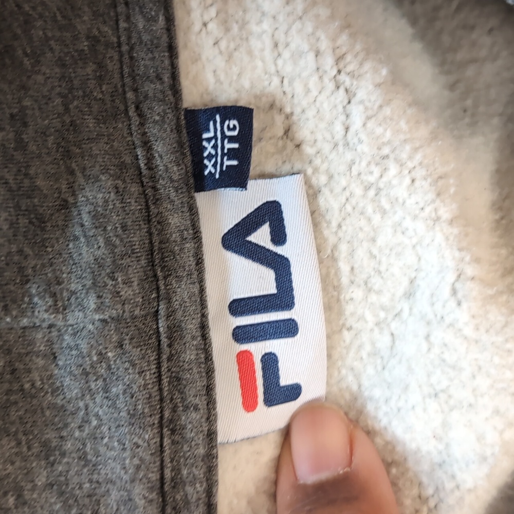 FILA| Grey Long Sleeve Hoodie Sweatshirt With Front Pouch Cotton Blend - Picture 11 of 14